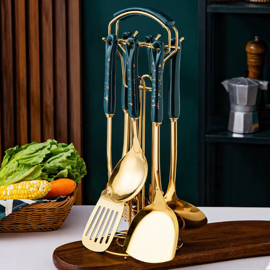Elegant Gold Stainless Steel Cooking Utensils